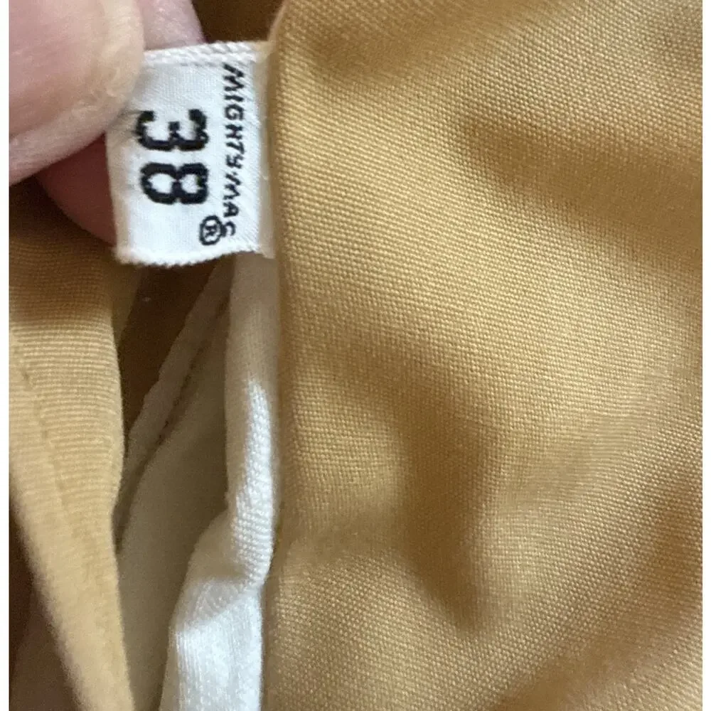 Vintage Mighty Mac Jacket Mens Size 38 Tan Cotton Lined Button Front USA Made